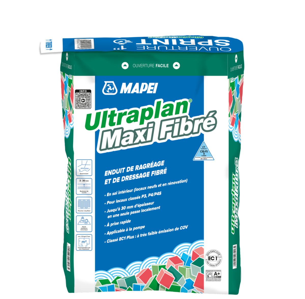 Enduit de ragréage et dressage fibré Ultraplan Maxi Fibré 25kg 1490025