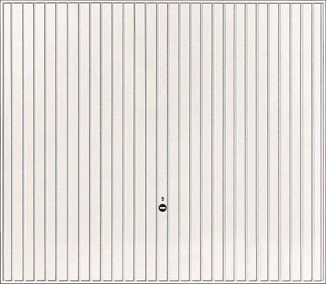 Porte de garage basculante débordante avec rails Europro - l. 250 cm - H. 212,5 cm - motif 122 nervures verticales - Blanc RAL 9016