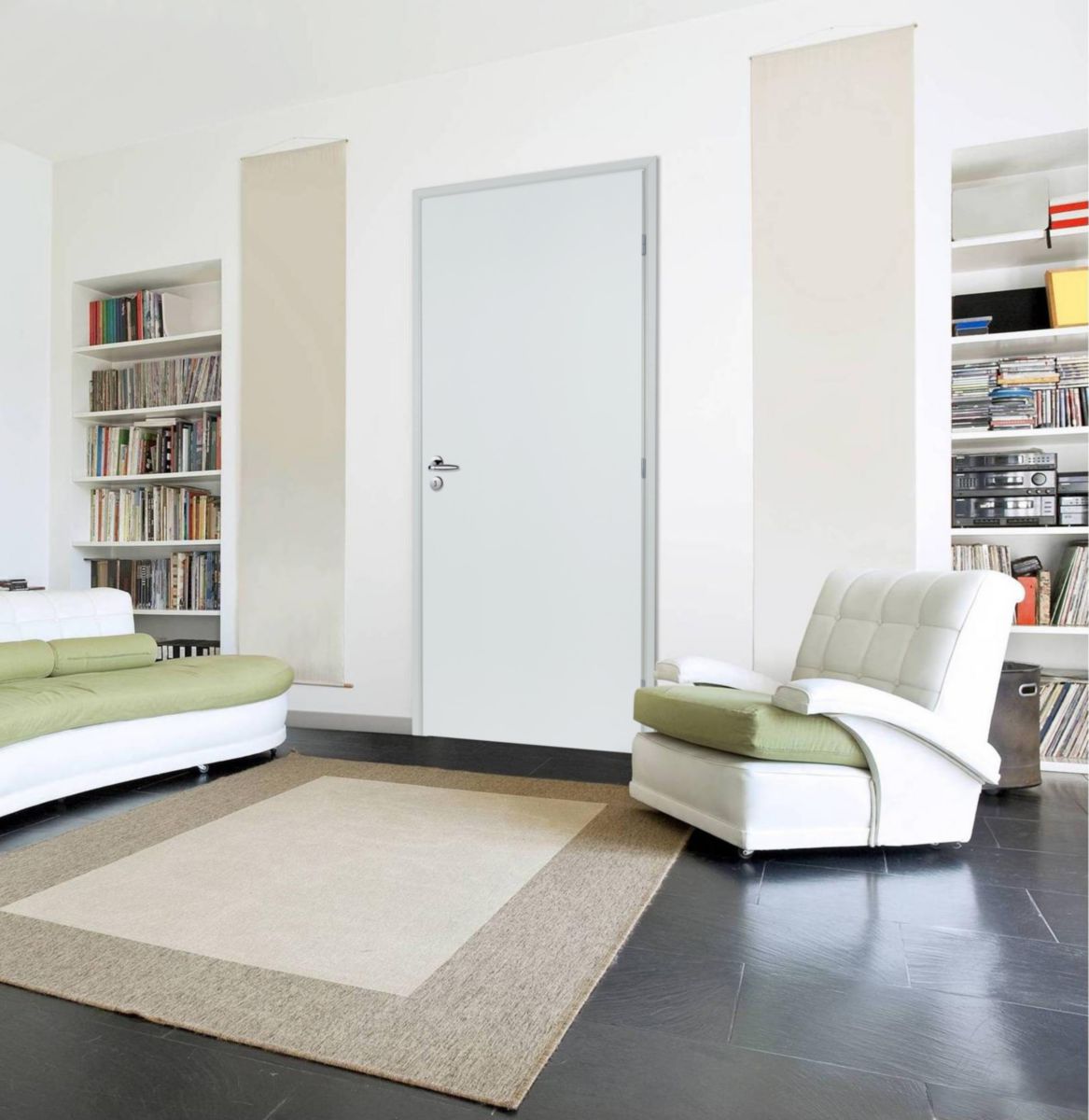 Bloc-porte plan alvéolaire - 204x73 cm - PG - H74 mm Néolys blanc - chant à recouvrement - serrure PDDT