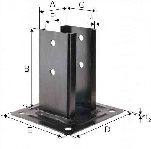 Pied poteau Claustra 70 x 70 mm peint fixation KITFIX PPJNC70PB