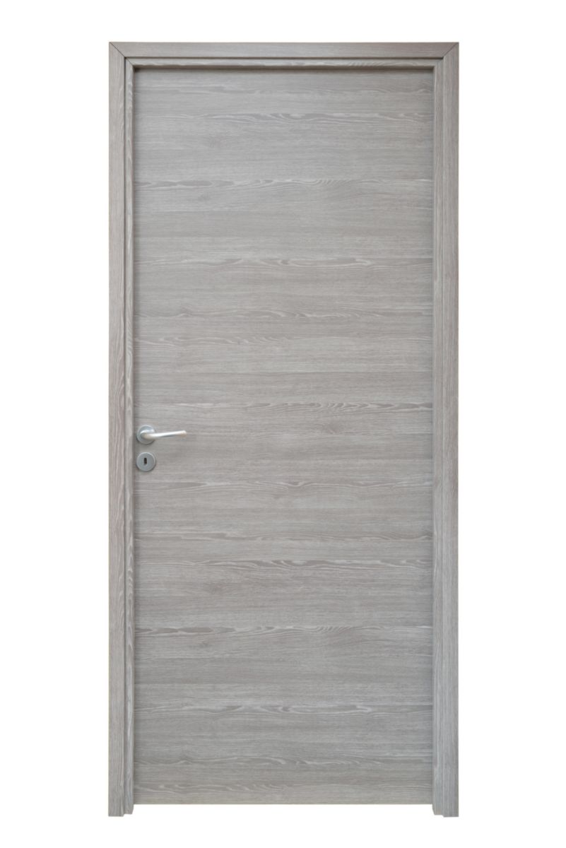 Bloc Porte Pour Cloison De 98 Mm MENUISERIES D'OLT - Bloc-porte alvéolaire FUJI GRIS GALET structuré  204x73cm droite - Huisserie fin de chantier KM1 (72 à 98mm) rive droite -  charnières invibles - serrure magnétique - joint posé | Dispano