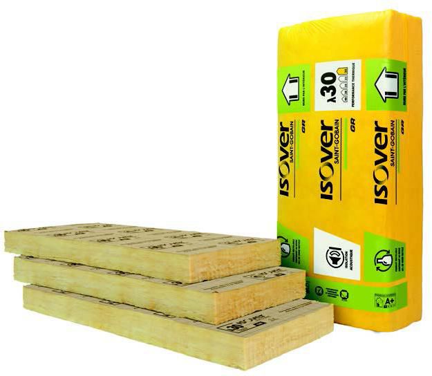Laine de verre revêtue kraft GR 30 101 1,35x0,6m R=3,35 m².k/w ACERMI 17/018/1288