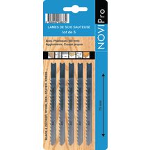 Lame de scie sauteuse universelle Novipro rapide 75mm pas 2,5mm (usage bois) carte de 5