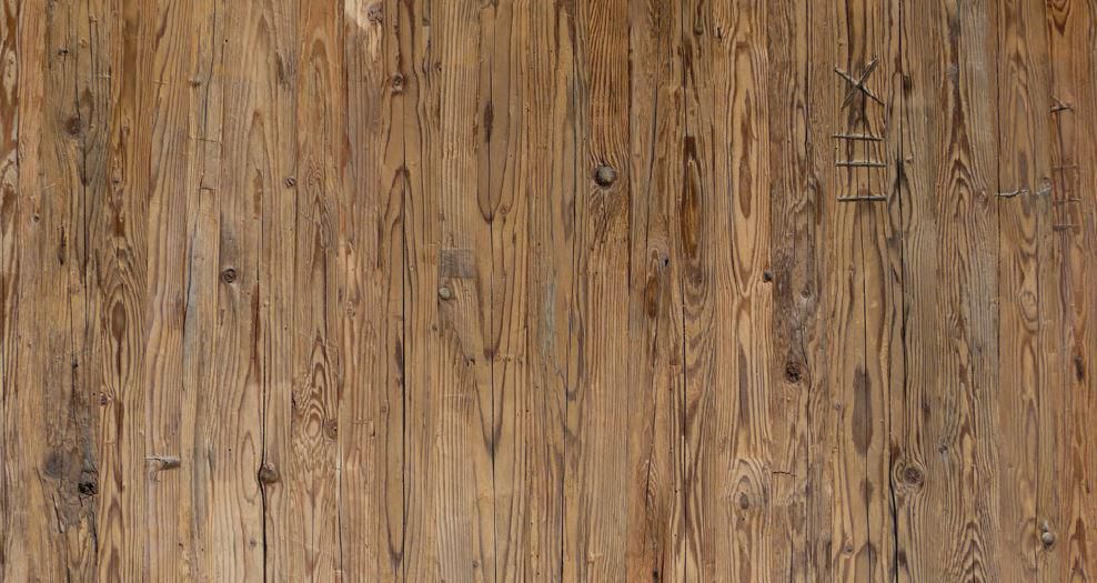Panneau 3 plis vieux bois - 300x122 cm - ép. 24 mm - choix A/C - surface originale taillée à la hâche - largeur lamelles 10 cm