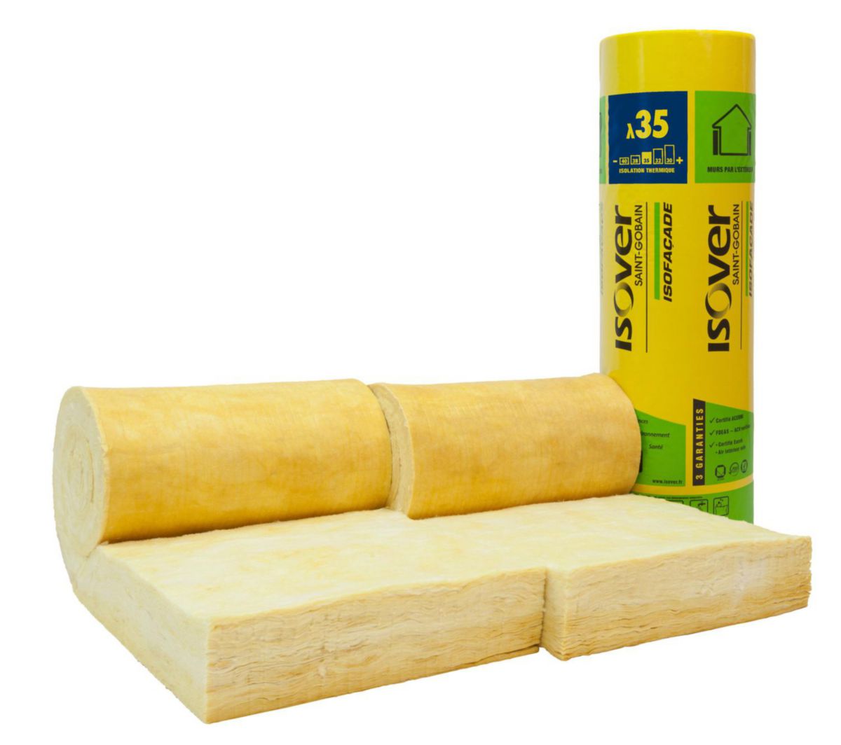 ISOVER Rouleau laine de verre Isofaçade 35R 120mm 4,70x0,60m R=3,40m2.K/W. Dispano